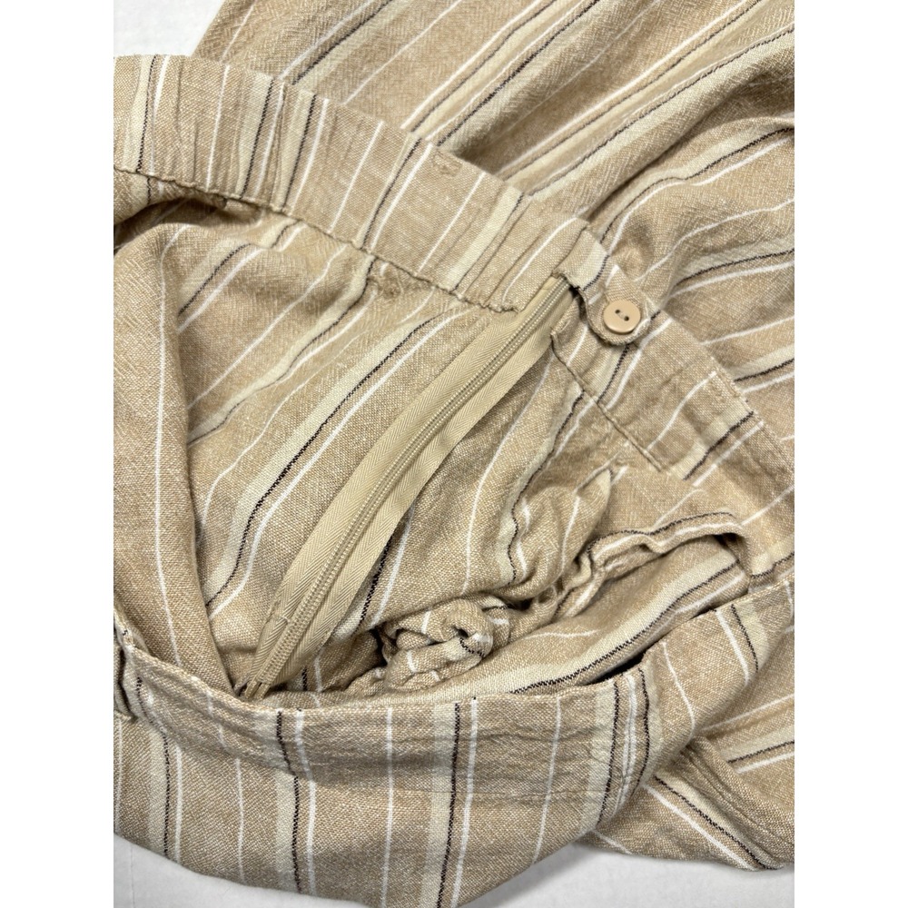 J. Jill Cropped Capri Linen Blend Pants Womens Petite M Pockets Elastic Slit Tan - Picture 10 of 11